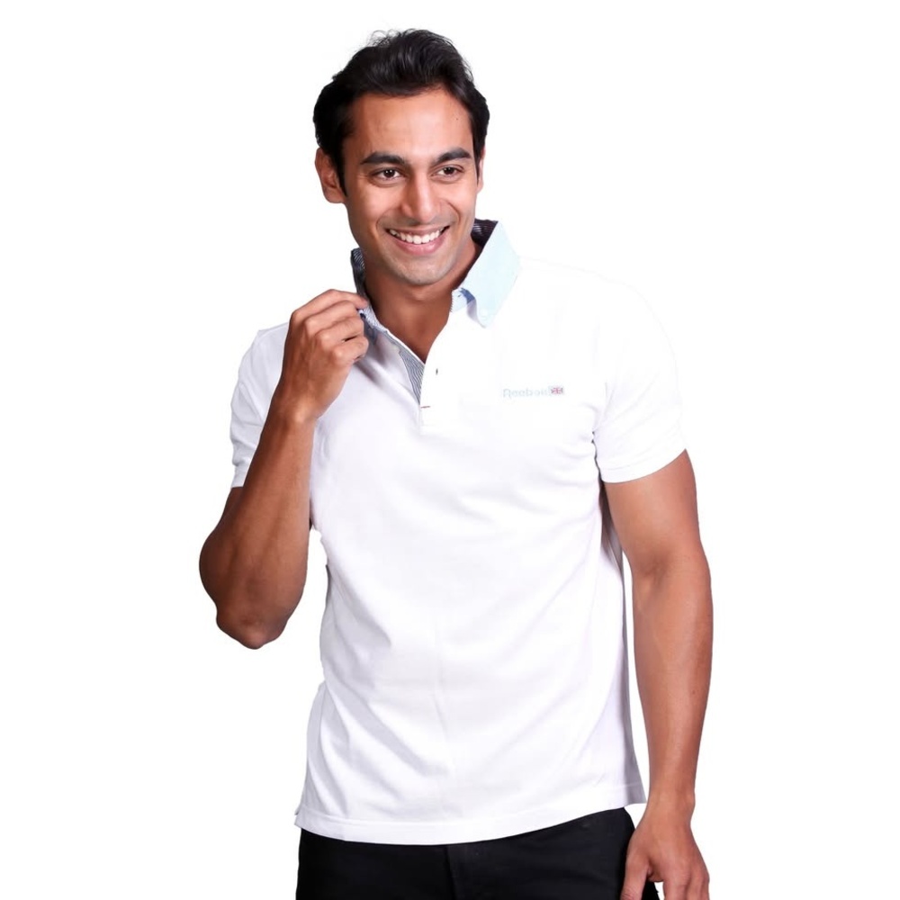 Polo Shirt Men's White EUC Contrast collar